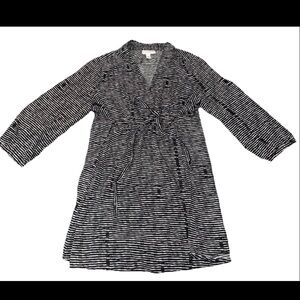 Liz Lange Maternity Women S Black White Striped Tie Back 3/4 Sleeve Pullover Top
